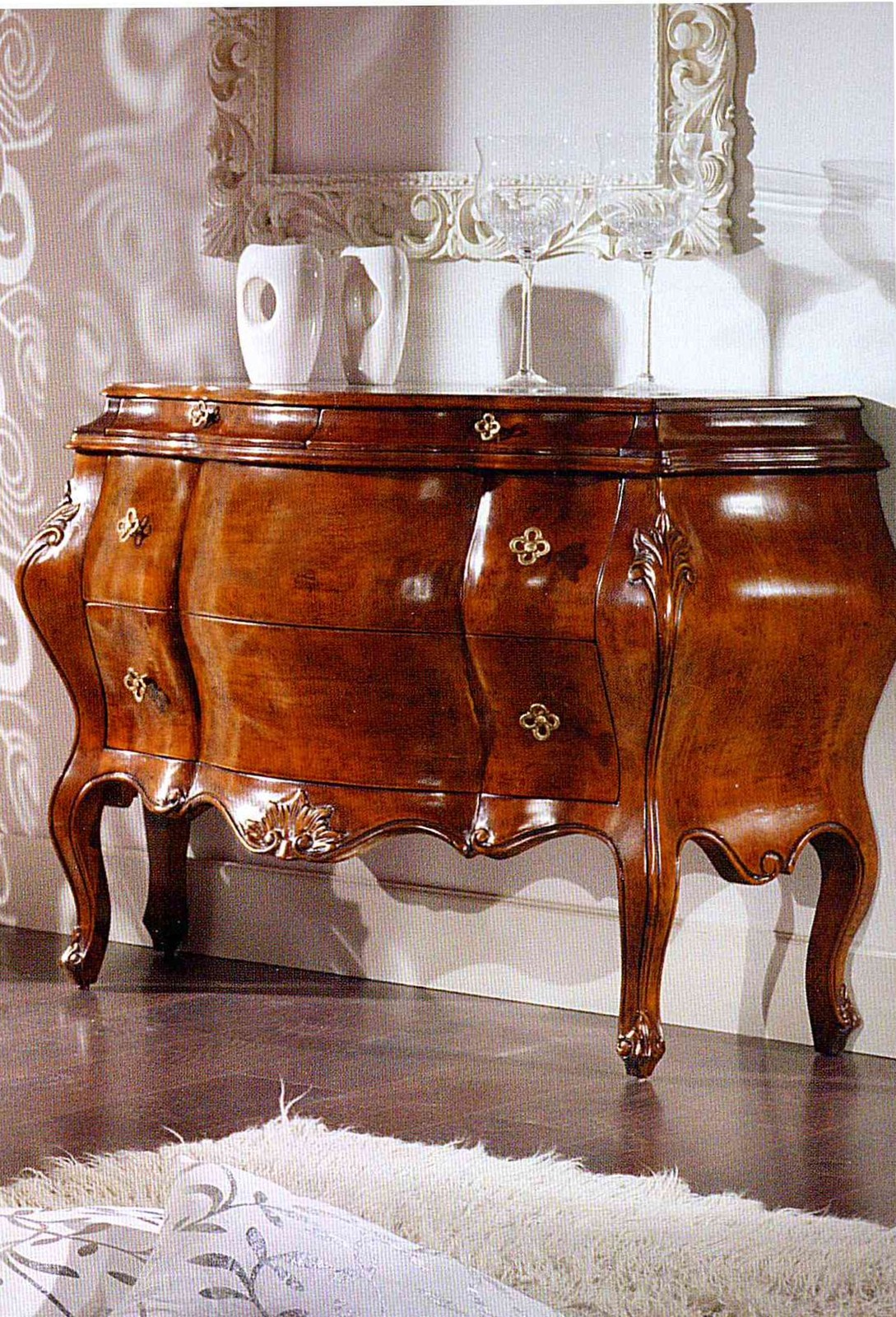 COMO'  CON 2  COMODINI  CLASSICO CAMERA DA LETTO LEGNO MASSELLO
