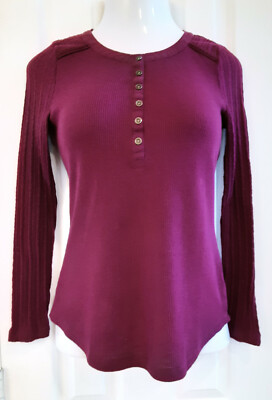 SONOMA Plum Color Long Sleeve Henley Top. Size M. NWT