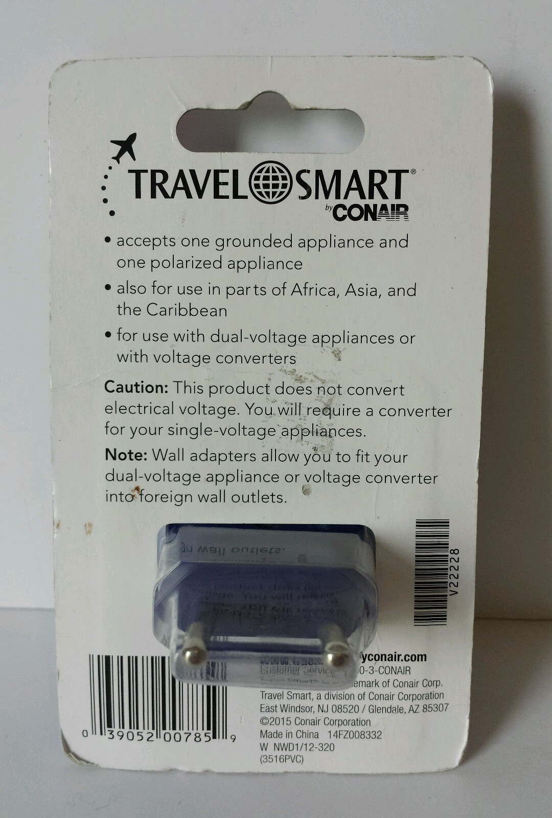 Travel Smart by Conair Dual Outlet Adapter Plug Southern Europe Middle East NWD1