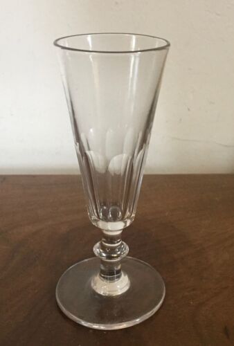 Antique Champagne Wine Cut Flute Glass 18th 19th c. Polished Pontil Crystal