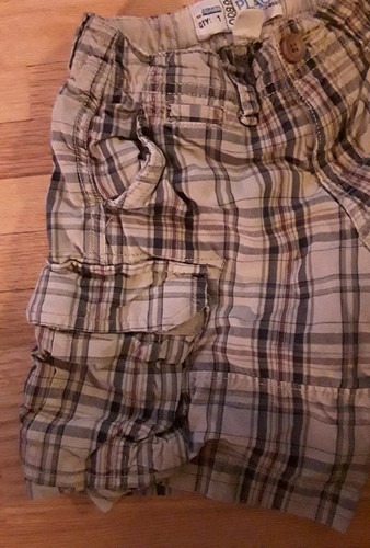 Childrens Place Boys 4T tan red striped zip up button cargo summer Shorts