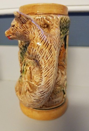 SET OF 2~VINTAGE STEIN WITH FOX HANDLE JAPAN ANIMAL MUG