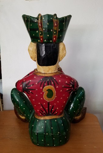 Large Antique Hand Carved Wood Musician Sculpture India 15