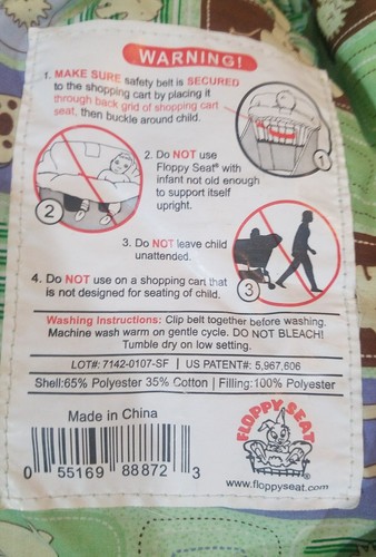 Floppy Seat Shopping Cart High Chair Cover Animals in Green Blue Brown