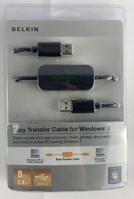Belkin Easy Transfer Cable For Windows 7 New In Box, Sealed 8 ft USB 2.0 