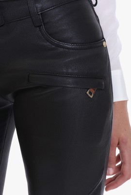 BNWT BALMAIN  RIBBED STRETCH LEATHER BIKER PANTS.LAMBSKIN EU 38 /US 6 FROM ITALY
