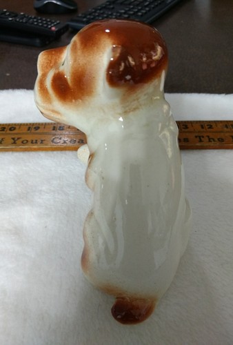 HTF Le Pere Pottery Bull dog w/ sling & eye patch  4.25” tall 3.75” wide PUPPY