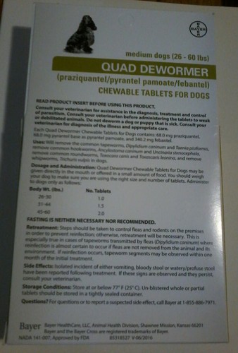 Bayer Expert Care Quad Dewormer Medium Dog Broad Spectrum Chewable