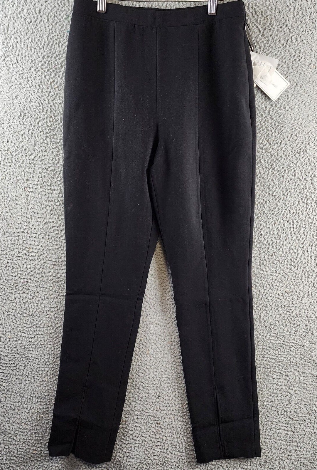 1.STATE Straight Leg Front Slit Ankle Pants Women's 8 Rich Black Pull On Style - Picture 2 of 13