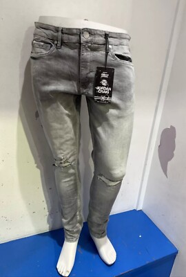 JORDAN CRAIG LIGHT GREY COLOR  KNEE RIP ROSS FIT JEANS