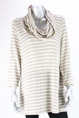 

INC International Concepts Petite Beige Ivory Полосатый свитер с хомутом, Бежевый