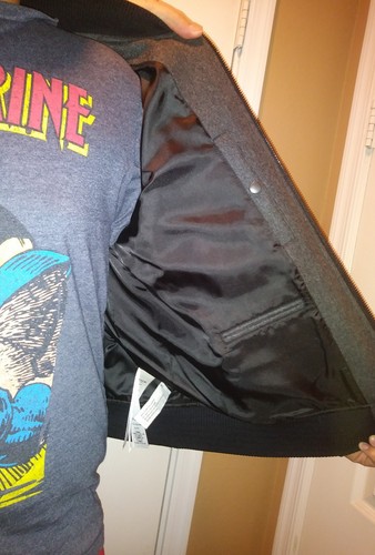 Pre-owned Coach Mens Wool Leather Varsity Jacket Heather Grey/chalk F86524 Msrp $ 695 In White