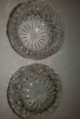 Set of 6 Antique Open Salt Cellar Dip CLEAR CRYSTAL GLASS PINEAPPLE DESIGN