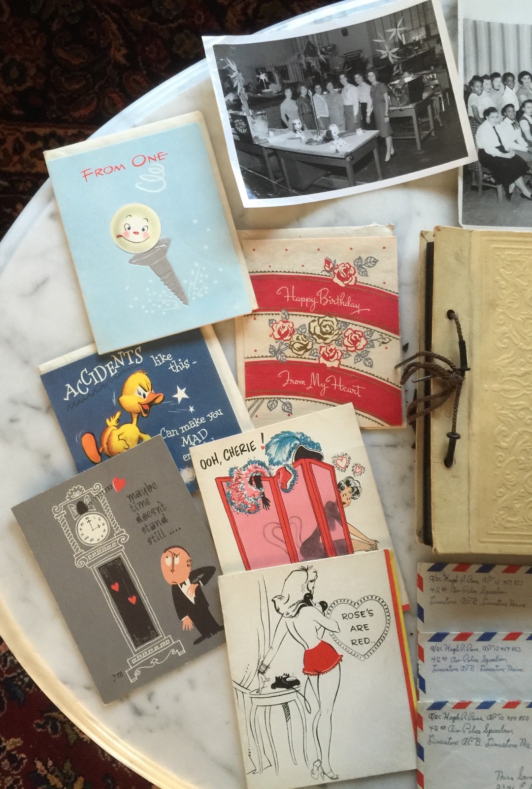 LOT Vintage Scrapbook w 82 Photographs~11 LOVE Letters~6 LOVE Cards 1950s RESQUE