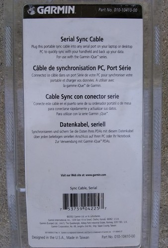 NOS Garmin iQue Series Laptop Desktop PC Sync Cable 010-10410-00 Serial Port