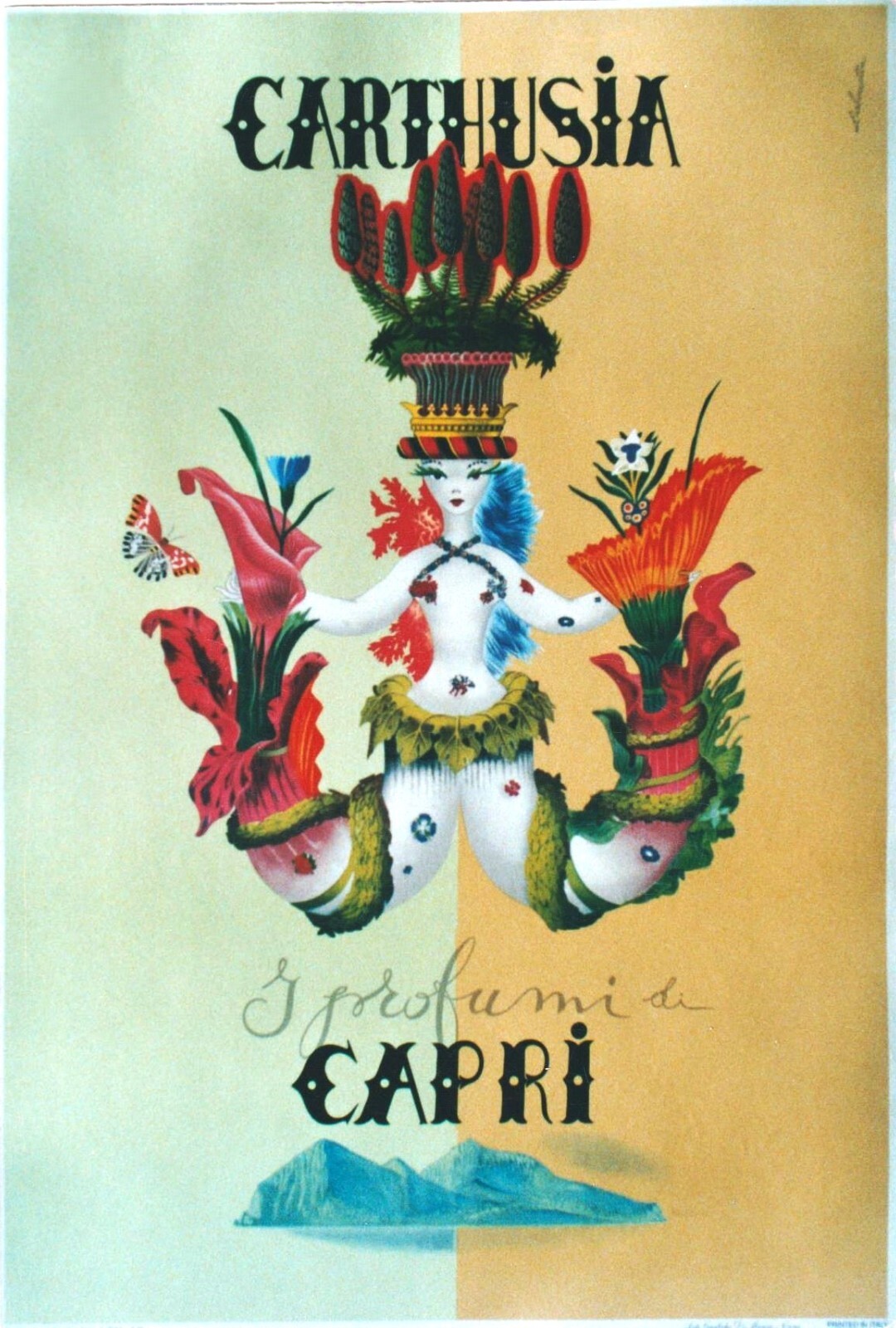 Original vintage poster ITALY CARTHUSIA PERFUME OF CAPRI