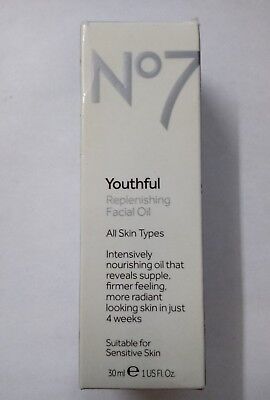 No7 Youthful Replenishing Facial Oil for Sensitive Skin 30 ml/1 fl oz~ NIB