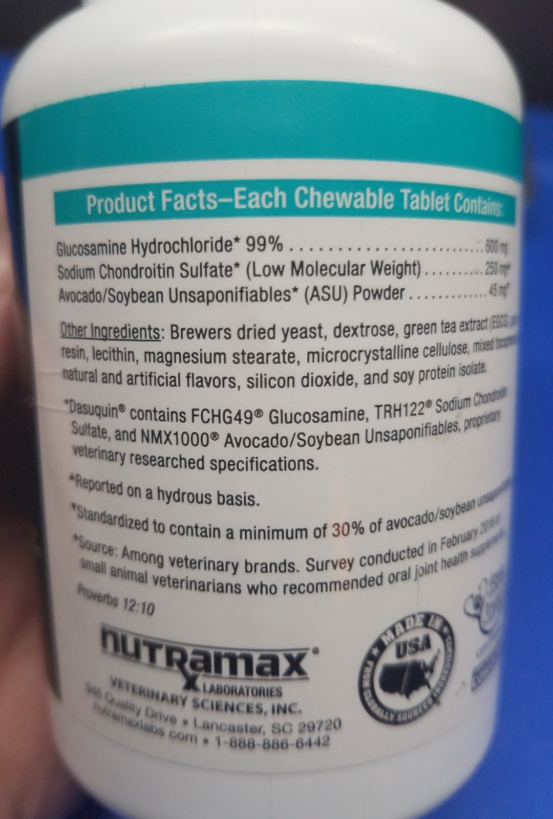 Dog Hip Joint Vitamins Chewable Dasuquin Nutramax  Open Bottle 79 CT Exp. 07/21