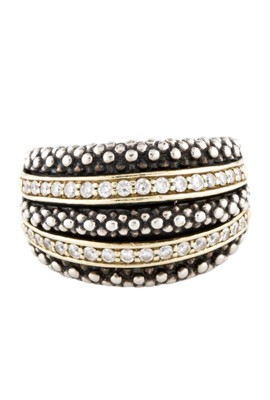 LAGOS TWO-TONE 18K YELLOW GOLD & STERLING SILVER FIVE ROW DIAMOND 1/2 CTW RING