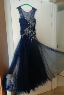 silver blue evening gown