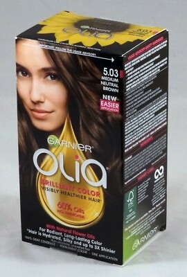 Garnier Olia Brilliant Color 5.03 Medium Neutral Brown, One Application, New