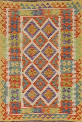 Flat Weave Pastel Color Southwestern Kilim Reversible Wool Area Rug 4'x6' Carpet