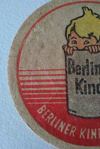 Rare Vintage Berliner Kindl Berlin Germany Beer Coaster Baby Mug Rare Red