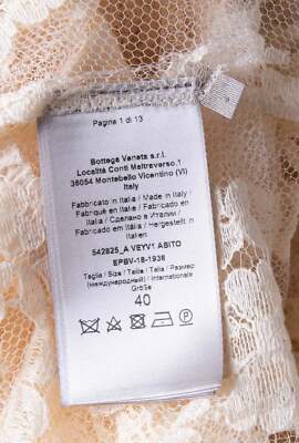 Pre-owned Bottega Veneta Lace Fit & Flare Dress It40 Us4 Uk8 M Pleated Mock Neck In Ivory