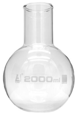 Eisco Labs 2000ml Boiling Flask, Wide Neck, Round Bottom - Borosilicate Glass