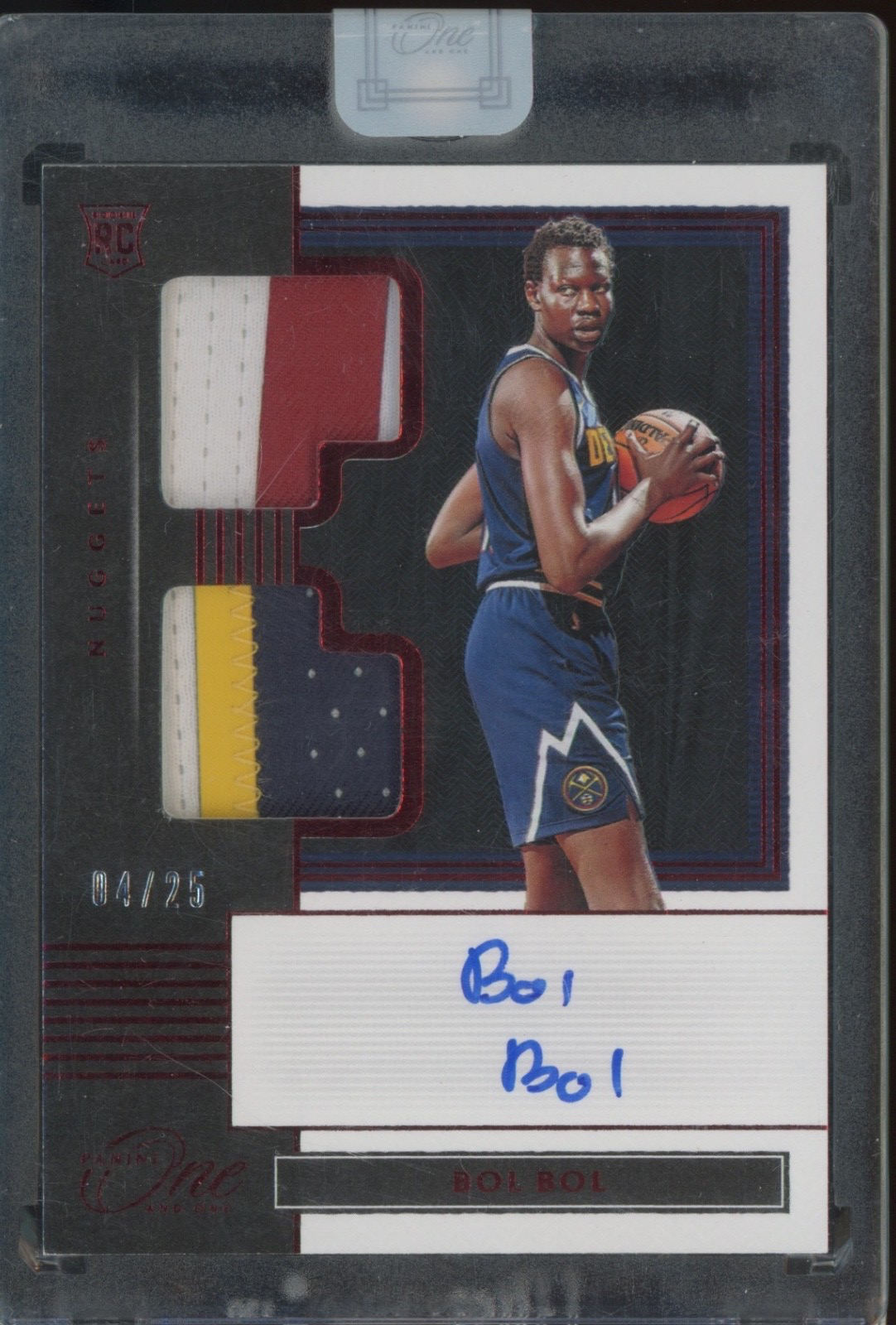 2019 Panini One & One Red Bol Bol 4/25 Auto Patch Jersey RC Rookie