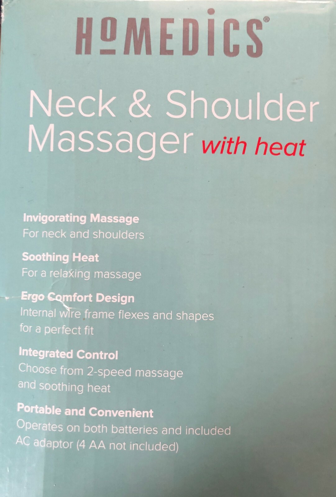 Neck and Shoulder Massager with Heat 2 Speed Polyester Cover 4AA Batteries (n/i)