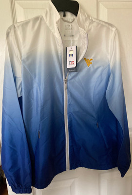 Cutter & Buck WeatherTec West Virginia Blue White Ombre Zip Windbreaker Jacket M