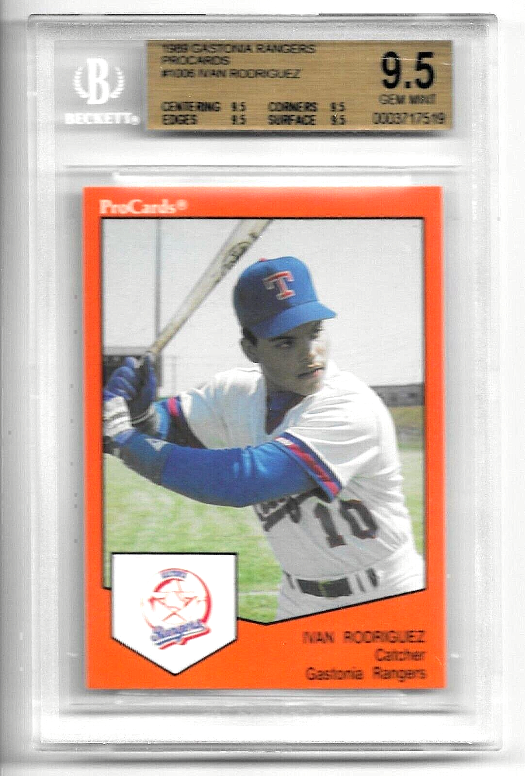 IVAN RODRIGUEZ 1989 ProCards Gastonia Rangers 1st Minor Lg IVAN RODRIGUEZ 1989 ProCards Gastonia Rangers 1st Minor Lg
