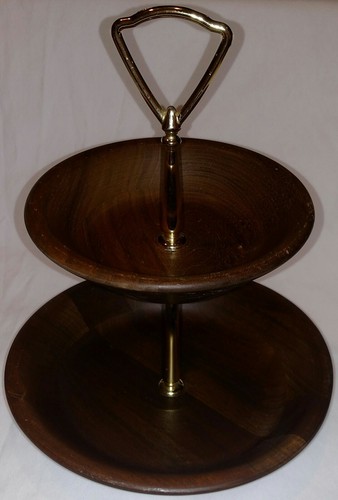 Ozark Walnutware Native Wood Products Inc Missouri walnut 2 tier candy/nut bowl