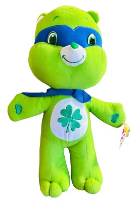 Care Bears GREEN GOOD LUCK BEAR SUPER HERO 13'' Plush Stuffed Animal Toy 2009 NWT
