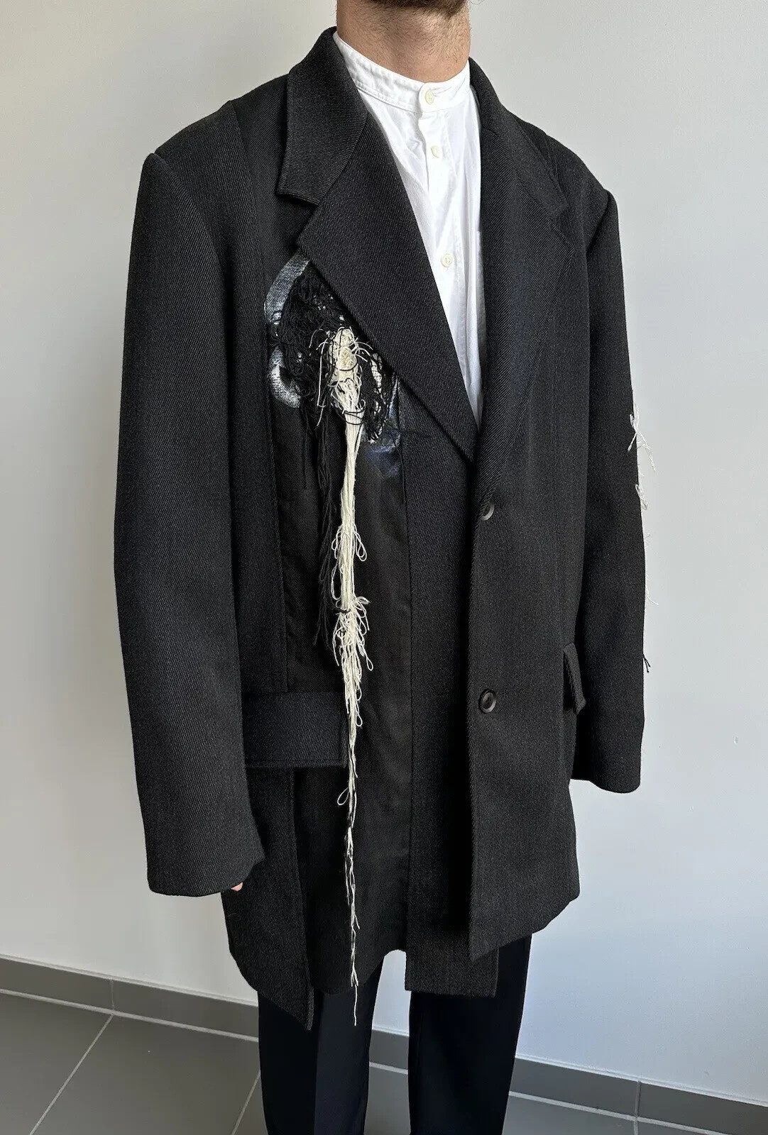 Yohji Yamamoto F/W 20 Pour Homme Threads Coat Panelled Yohji Yamamoto F/W 20 Pour Homme Threads Coat Panelled