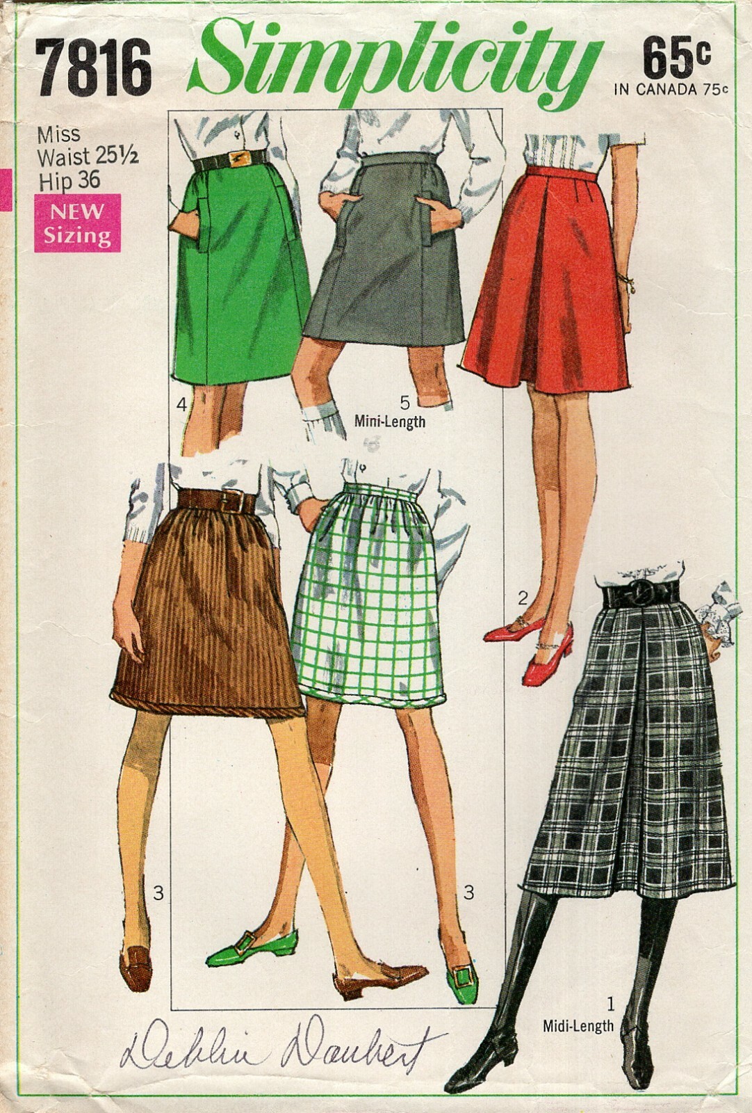 [INSTANTFUNK] VINTAGE WASED SKIRT /追跡付 Simplicity 7816 Skirts w Front Inverted Pleat, Welt Pockets