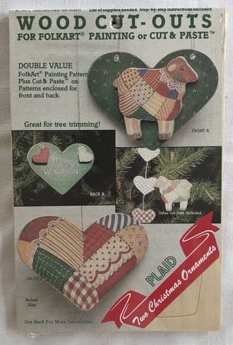 Lot 5 Plaid Wood Cut Outs Arts Craft Kit Christmas Ornaments NEW Unopened