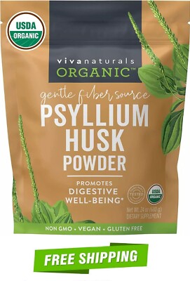 Viva Naturals Organic Psyllium Husk Powder 1.5 Lbs Easy Mixing Fiber Supplement