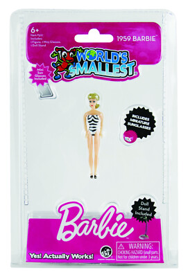 World's Smallest BARBIE DOLL (Classic 1959 Style Barbie) Black/White Swim Suit