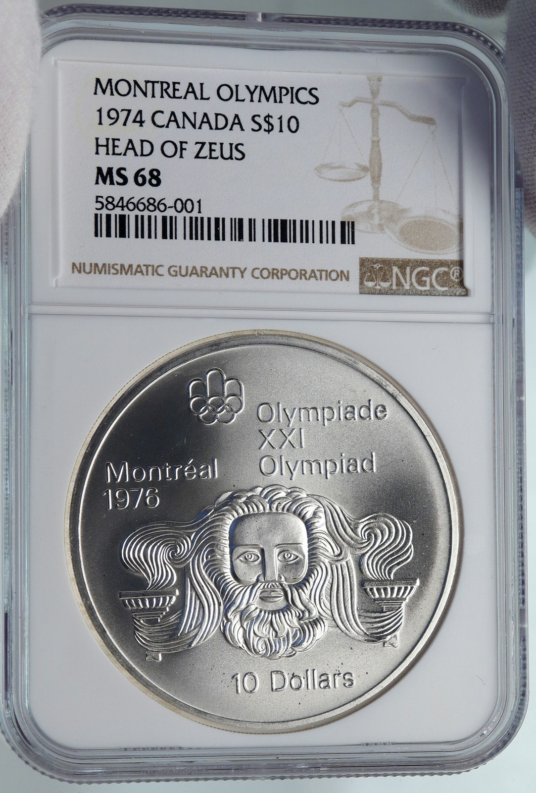 1974 CANADA Queen Elizabeth II Olympics Montreal ZEUS Silver $10