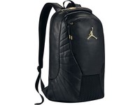 white and gold jordan backpack