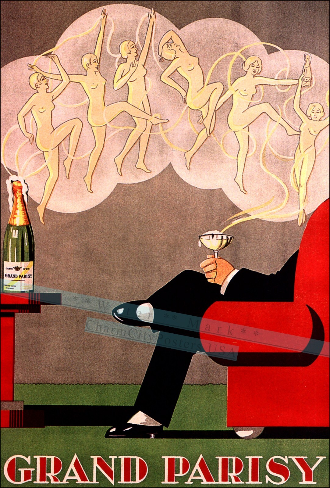 Champagne Grand Parisy 1930 Dreams Vintage Poster Print