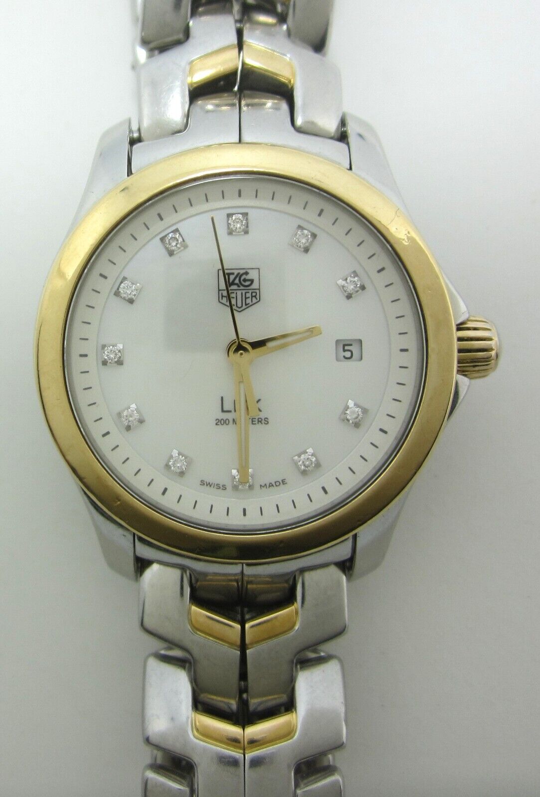 LADIES TAG HEUER LINK SS/18K QUARTZ WATCH (WJF 1353) W/ MOP LADIES TAG HEUER LINK SS/18K QUARTZ WATCH (WJF 1353) W/ MOP