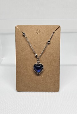Color Changing Heart Pendant Necklace Temperature Sensitive Stone Choker NEW