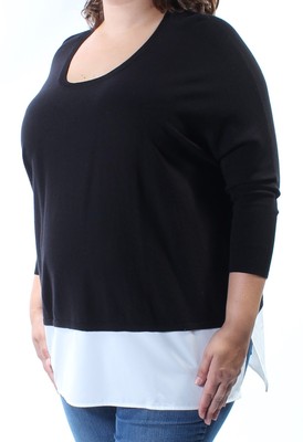 

STYLE - COMPANY Женский черный многоярусный свитер с круглым вырезом и рукавами 3/4