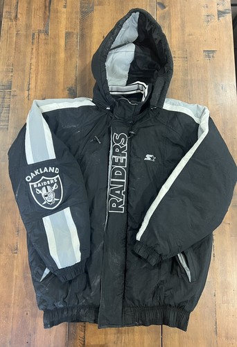 90's pro player raiders ナイロンジャケット XL Vintage OAKLAND RAIDERS Pro Line Puffer Snap Jacket 90s NFL