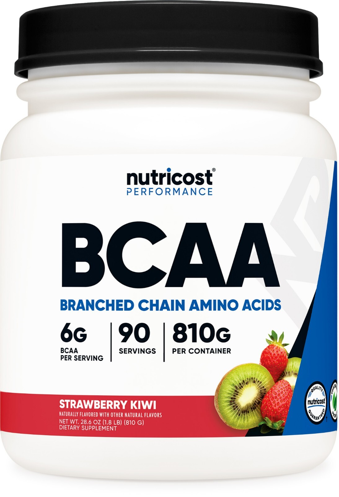 Порошок Nutricost BCAA (клубничный киви) 90 порций - без глютена и без ГМО