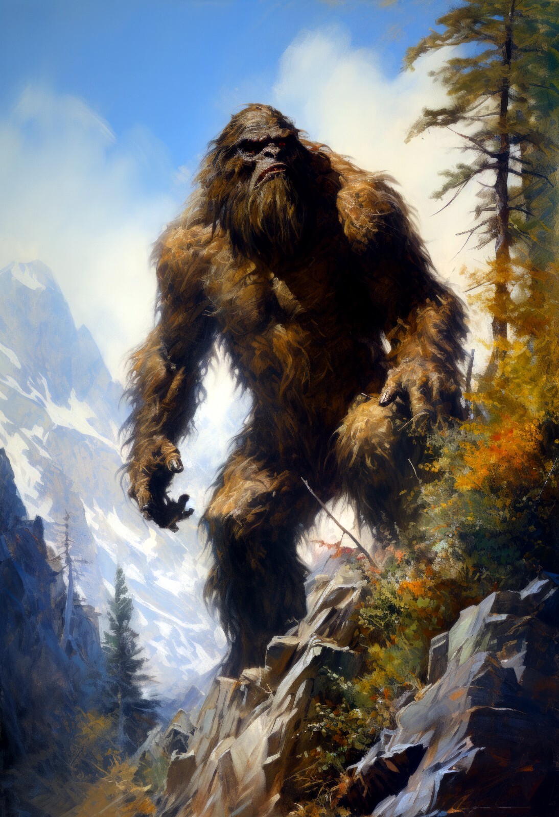 絵画 BIGFOOT Vintage LOCH NESS BIGFOOT UFO Wall Art, Nessie Sasquatch