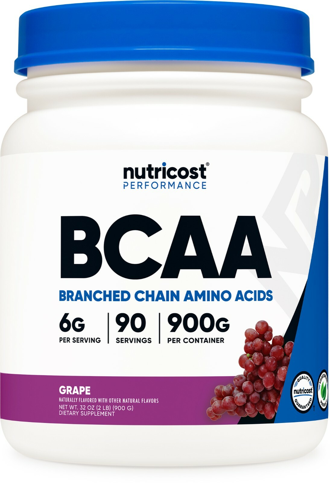 Порошок BCAA Nutricost (виноград) 90 порций - без глютена и без ГМО